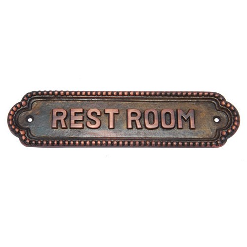 Rest Room Brass Door Sign 
